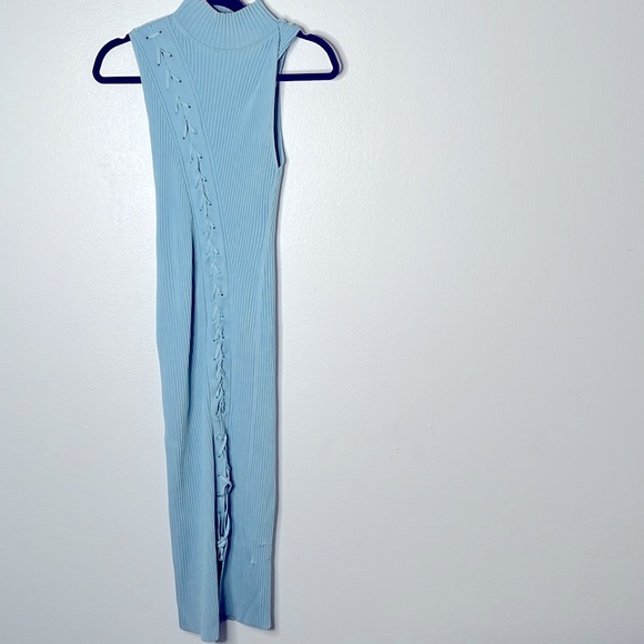 JONATHAN SIMKHAI Ava Blue Lace-Up Stretch-Knit Midi Dress - Picture 10 of 10